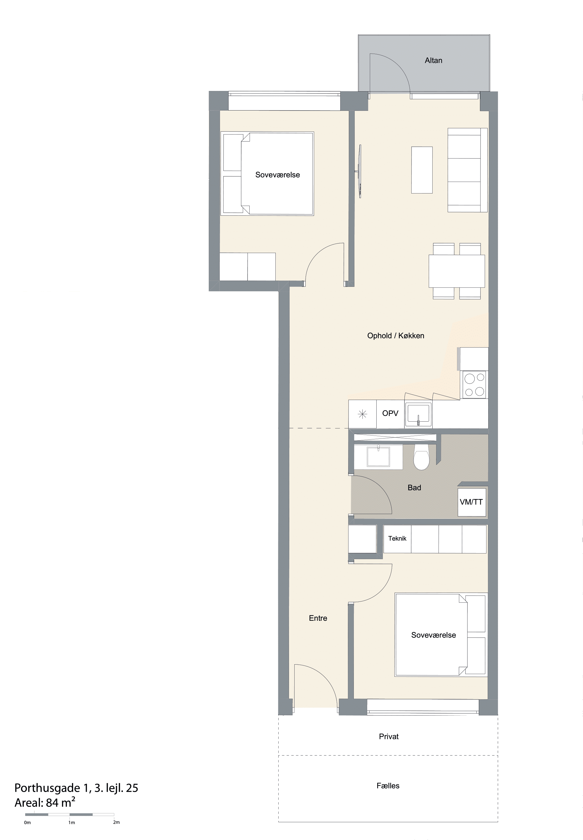 Plantegning - Lejl. 25 - 3. Sal | Port-One