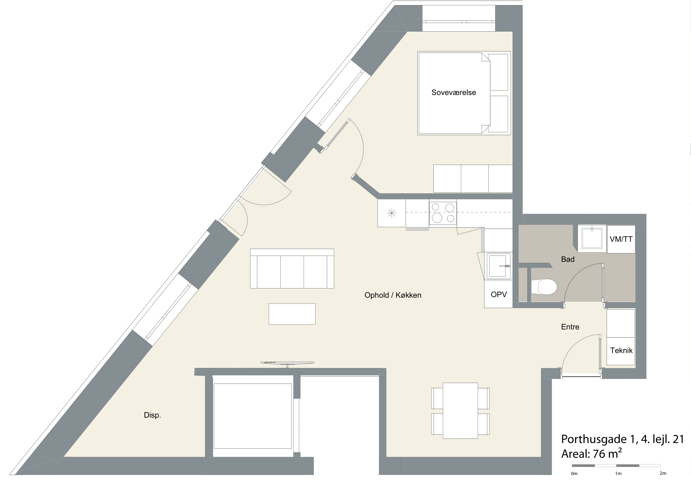 Plantegning - Lejl. 21 - 4. Sal | Port-One